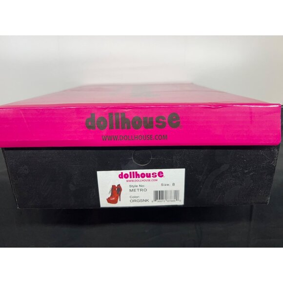 Dollhouse Womens Metro Orange Snakeskin Print Peep-Toe Platform Heels Size 8 - Picture 2 of 8